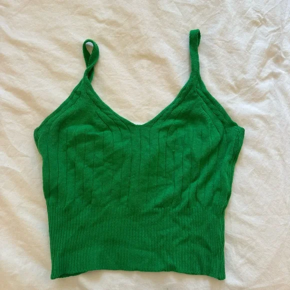 Simons Green Ribbed Knit Top - Picture 1 of 2